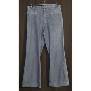 Vintage 80s Dungarees US Navy Issued Sailor Flared Jeans 33.5 x 31 1986